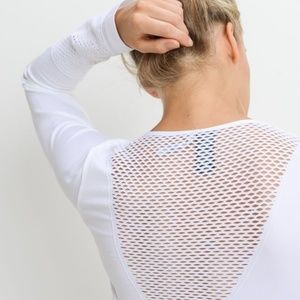 Fishnet Mesh Back Long Sleeve Muscle Top